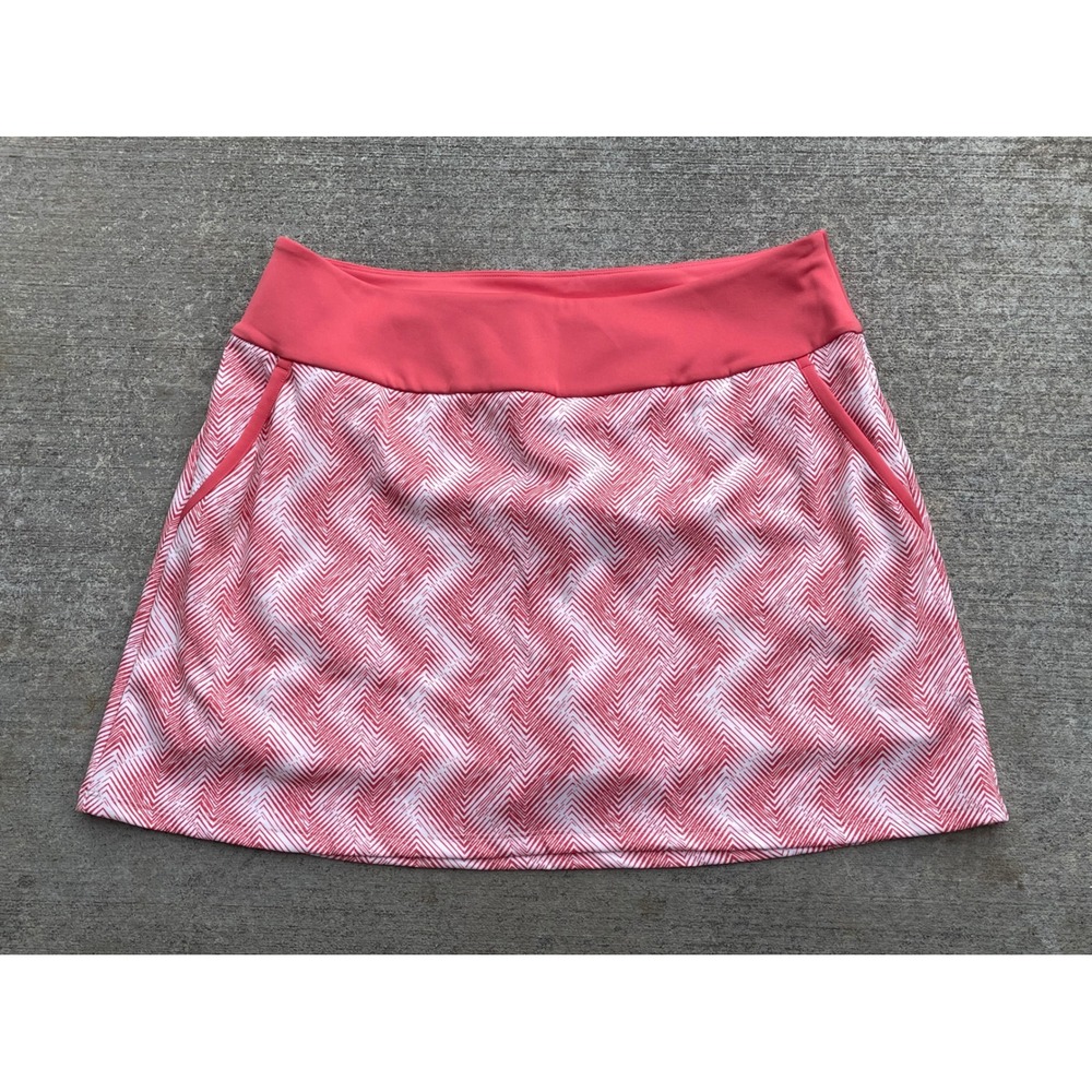 Adidas Ultimate Club Printed Golf Skort Pink White Chevron IV9370 Large NWT
